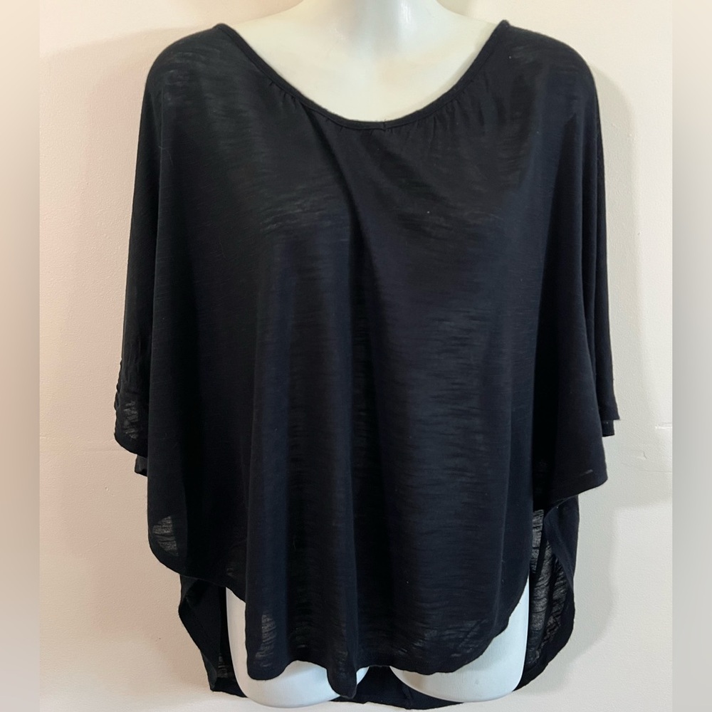 Black Pullover Drape Scoop Neck Blouse/Top Size Small